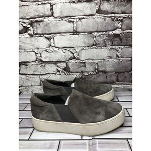 Vince Gray Suede Leather Slip On Comfort Sneakers Shoes Women Sz 7.5M US/37.5EU